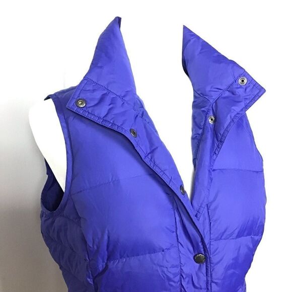 Lands’ End Down Puffer Periwinkle Snap Vest, Size XS - Picture 2 of 7